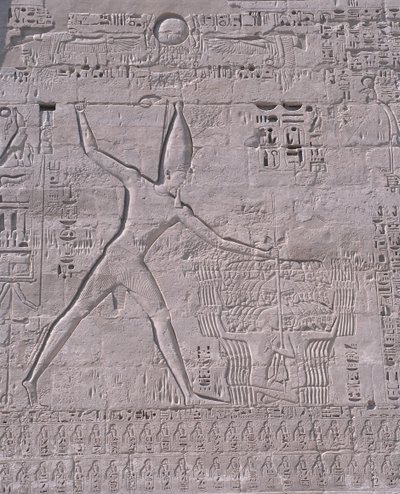 Rzeźby na ścianie świątyni, Medinet Habu, Luksor, Egipt autorstwa Unbekannt Unbekannt