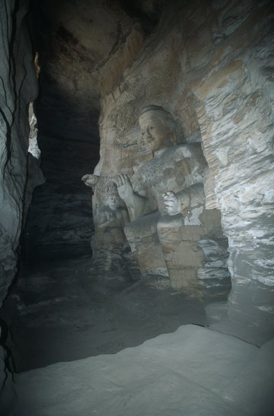 China, Shanxi province, sandstone statue of Buddha in Yungang Grottoes autorstwa Unbekannt Unbekannt