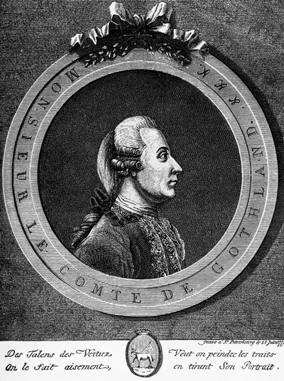 Portret Gustawa III (1746-1792), króla Szwecji z 1771, rycina autorstwa Unbekannt Unbekannt