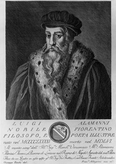 Portret Luigiego Alamanniego (1495-1556), włoskiego poety, rycina Francesco Allegrini (1729-po 1773) wg rysunku Giuseppe Zocchi (ur. 1711 lub 1717, zm. 1767) autorstwa Unbekannt Unbekannt