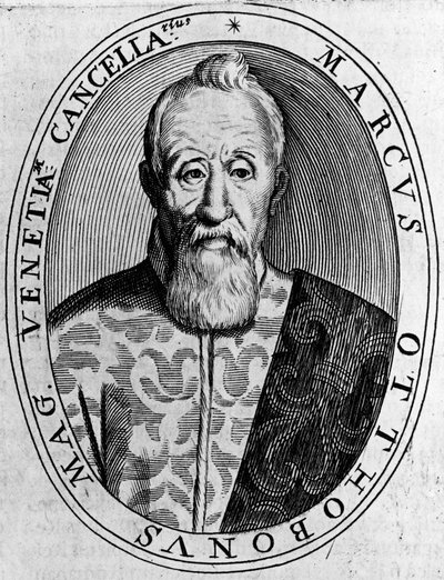 Portret Marco Ottoboni (1554-1649), Wielkiego Kanclerza Wenecji, grawerowanie autorstwa Unbekannt Unbekannt