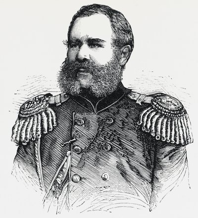 Portret Nikołaja Obruczewa (1830-1904), rosyjskiego generała, rycina autorstwa Unbekannt Unbekannt