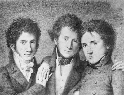 Portrety Filippo Ugoniego (1794-1877), Andrei Tonelli (1793-1859) i Giovity Scalviniego (1791-1843), włoskich patriotów autorstwa Unbekannt Unbekannt