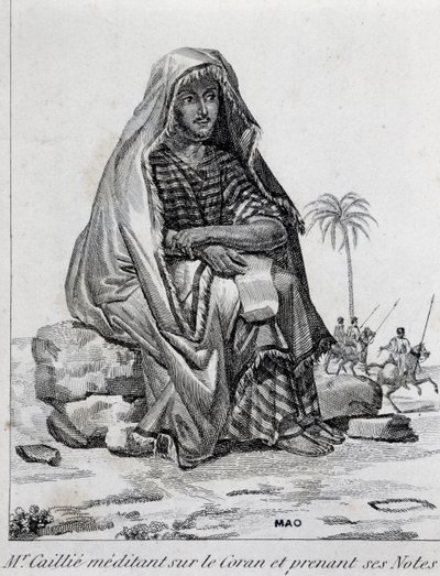 Rene Caillie (1799-1838), odkrywca ubrany w arabskie stroje, medytujący nad Koranem autorstwa Unbekannt Unbekannt