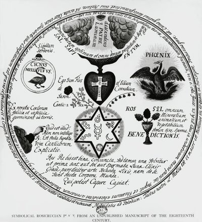 Symbole różokrzyżowców, rysunek z XVIII-wiecznego rękopisu, Francja autorstwa Unbekannt Unbekannt
