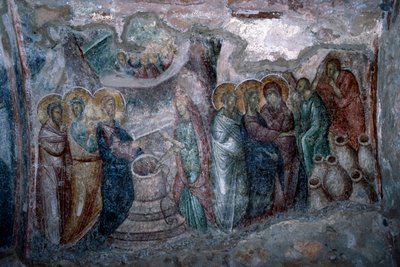 Wesele w Kanie, fresk w kościele Agia Sophia autorstwa Unbekannt Unbekannt