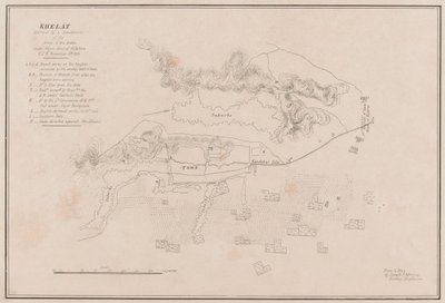 „Szkic twierdzy Ghuznee. Wzięte przez burzę 23 lipca 1839” (lito) autorstwa Lieutenant Thomas (after) Wingate