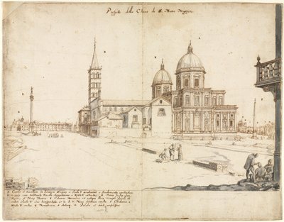 Osiemnaście widoków Rzymu: Bazylika Santa Maria Maggiore, 1664. autorstwa Lievin Cruyl