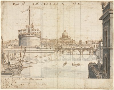 Osiemnaście widoków Rzymu: Zamek Świętego Anioła, 1665. autorstwa Lievin Cruyl