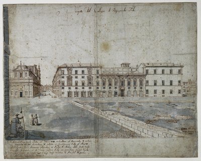 Osiemnaście widoków Rzymu: Collegio di Propaganda Fide recto, 1665. autorstwa Lievin Cruyl