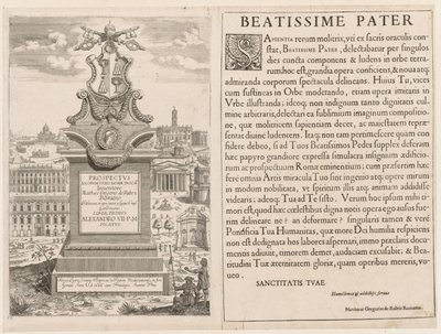 Frontyspis z Prospectus Lourum Urbis Romae Insign[ium], 1666. autorstwa Lievin Cruyl