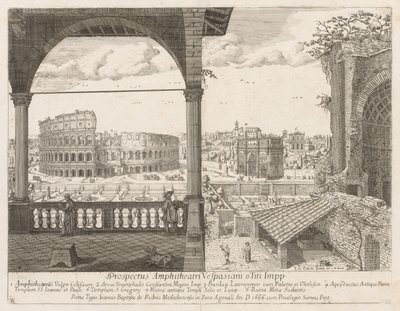 Koloseum Arco di Costantino z Prospektu Lourum Miasta Rzymu, 1666. autorstwa Lievin Cruyl