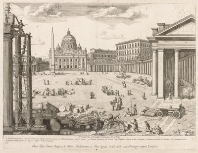 St Bazylika św. Piotra z Prospektu Lourum Miasta Rzymu, 1666. autorstwa Lievin Cruyl