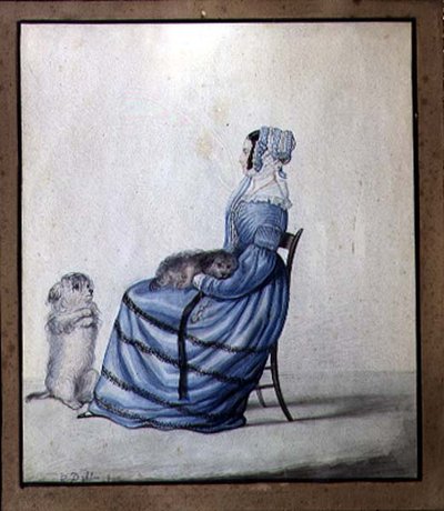 Portret Marianne Cartwright ze swoimi pieskami autorstwa Lili Cartwright