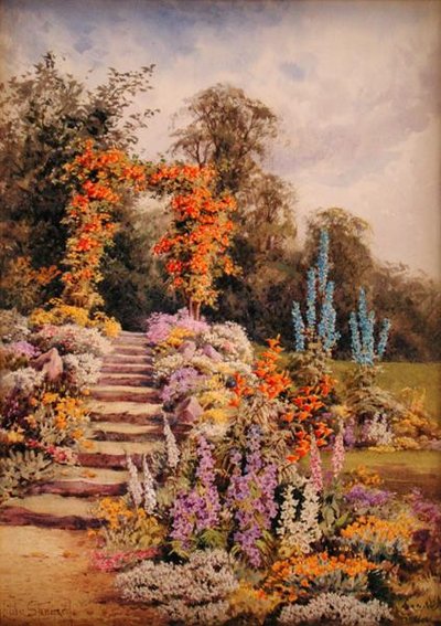 Ogród ze schodami (akwarela na papierze) autorstwa Lilian Stannard