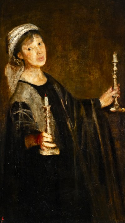 Autoportret ze świecami, ok. 1906 (olej na płótnie) autorstwa Lily Delissa Joseph