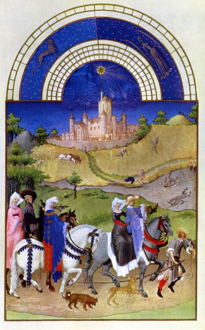 Faksymile sierpnia: Hawking, z „Tres Riches Heures du Duc de Berry” (oryginał patrz 8440) autorstwa Limbourg Brothers