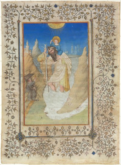 Święty Krzysztof niosący Dzieciątko Jezus autorstwa Limbourg Brothers