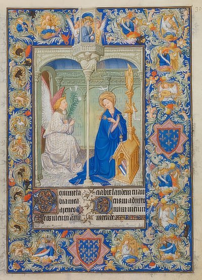 Księga godzin księcia Berry. Zwiastowanie. 1405-08 / 09 autorstwa Limbourg Brothers