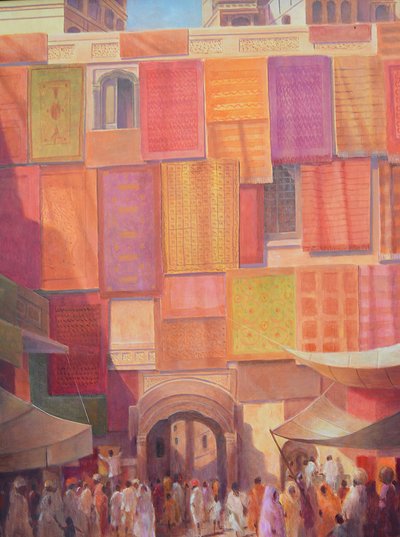 Mur miejski z dywanami, Jaisalmer autorstwa Lincoln Seligman