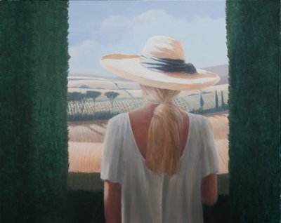 Dziewczyna, widok z tyłu, Toskania, 2012 (akryl na płótnie) autorstwa Lincoln Seligman