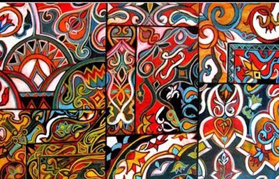 Projekty egipskich namiotów, 2016 (mixed media) autorstwa linda arthurs