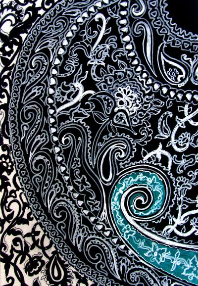 Studium Paisley, 2016 (tusz na papierze akwarelowym) autorstwa linda arthurs