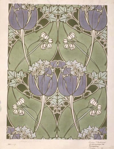Projekt tkaniny w kwiaty, ok. 1905 (akwarela na papierze) autorstwa Lindsay P. Butterfield