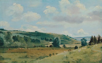 Letni krajobraz w pobliżu Dedham, między 1849 a 1855 rokiem. autorstwa Lionel Constable