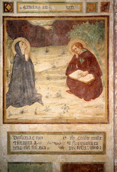 Św. Augustyn z Hippony (354-430) i św. Monique, Pustelnia San Leonardo al Lago, Monteriggioni autorstwa Lippo Vanni