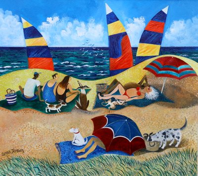 Bathing Belles II, 2018 (akryl na papierze) autorstwa Lisa Graa Jensen