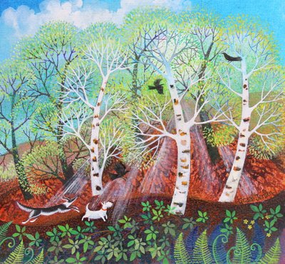 Chasing Crows on the Common, 2021 (akryl na płótnie) autorstwa Lisa Graa Jensen