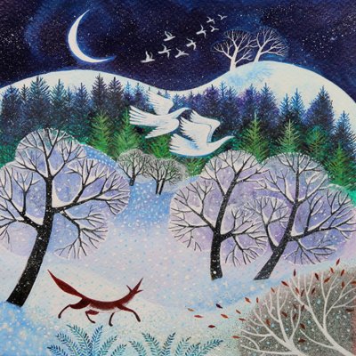 Cool Fox, 2021, (akryl na papierze) autorstwa Lisa Graa Jensen