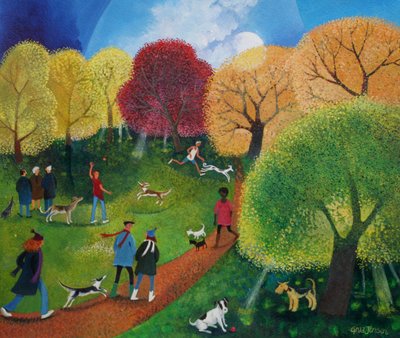 Daily Constitutional,2015,(farby akrylowe na papierze) autorstwa Lisa Graa Jensen