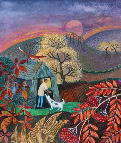 Koniec dnia, 2018, (akryl na papierze) autorstwa Lisa Graa Jensen