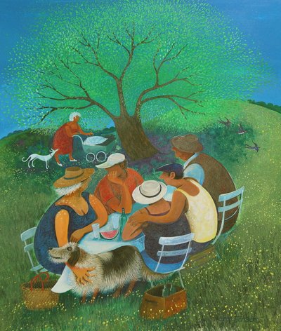 Piknik Rodzinny, 2018 (akryl na papierze) autorstwa Lisa Graa Jensen
