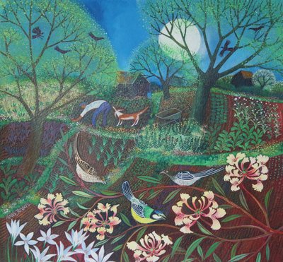 Honeysuckle, 2016, (цаасан дээрх нийлэг бэх)поли autorstwa Lisa Graa Jensen