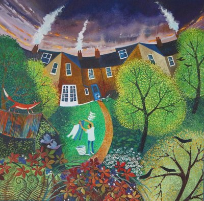 Mr. Foxs Garden, 2016, (farby akrylowe na papierze) autorstwa Lisa Graa Jensen