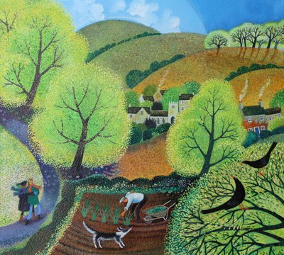 Na spacer, 2016, (farby akrylowe na papierze) autorstwa Lisa Graa Jensen