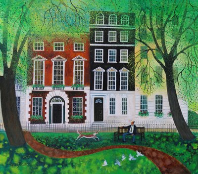 Relaks na Berkley Square 2016. (farby akrylowe na papierze) autorstwa Lisa Graa Jensen