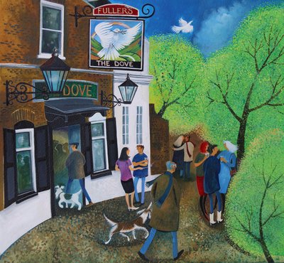 The Dove Pub Hammersmith 2015 (farby akrylowe na papierze) autorstwa Lisa Graa Jensen