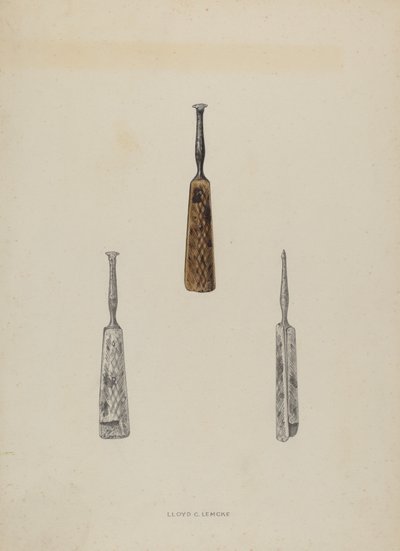 Skórzany znacznik przewodnika, c. 1937. autorstwa Lloyd Charles Lemcke