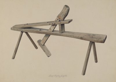 Ławka rzeźbiarza w drewnie, 1938. autorstwa Lloyd Charles Lemcke