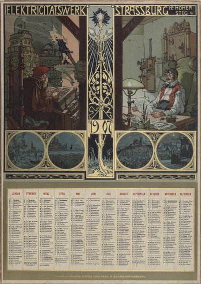 Elektrownia Strasburg. Kalendarz na rok 1907, 1906. autorstwa Léo Schnug
