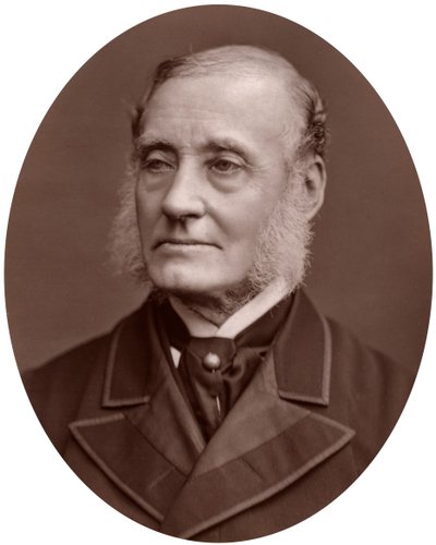 Sir Rutherford Alcock, brytyjski dyplomata i prezes Królewskiego Towarzystwa Geograficznego, 1877. autorstwa Lock and Whitfield