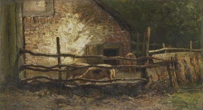 Pigs in a Sty autorstwa Lodewijk Frederik Hendrik (1850-1936) Apol