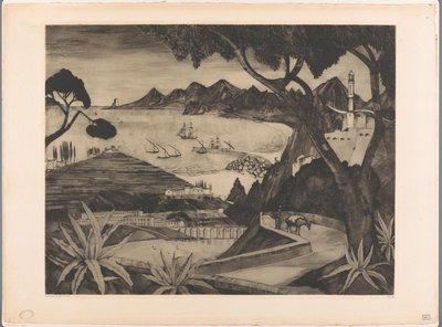 Górski krajobraz z zatoką na Korsyce La Corse (tytuł oryginalny) autorstwa Lodewijk Schelfhout (signed by artist)