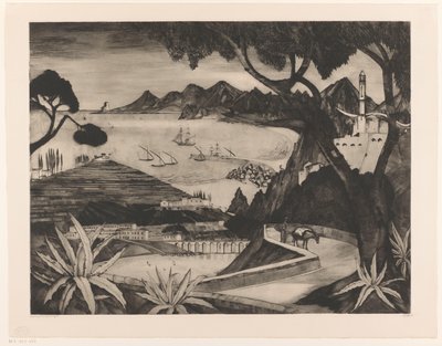 Górski krajobraz z zatoką na Korsyce La Corse (tytuł oryginalny) autorstwa Lodewijk Schelfhout (signed by artist)