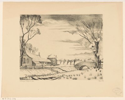 Farma w zimowym krajobrazie Hiver i Hollande III (oryginalny tytuł) autorstwa Lodewijk Schelfhout (signed by artist)