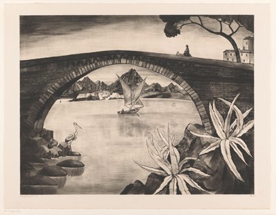 Most łukowy na Korsyce Le Grand Pont Corse (tytuł oryginalny) autorstwa Lodewijk Schelfhout (signed by artist)